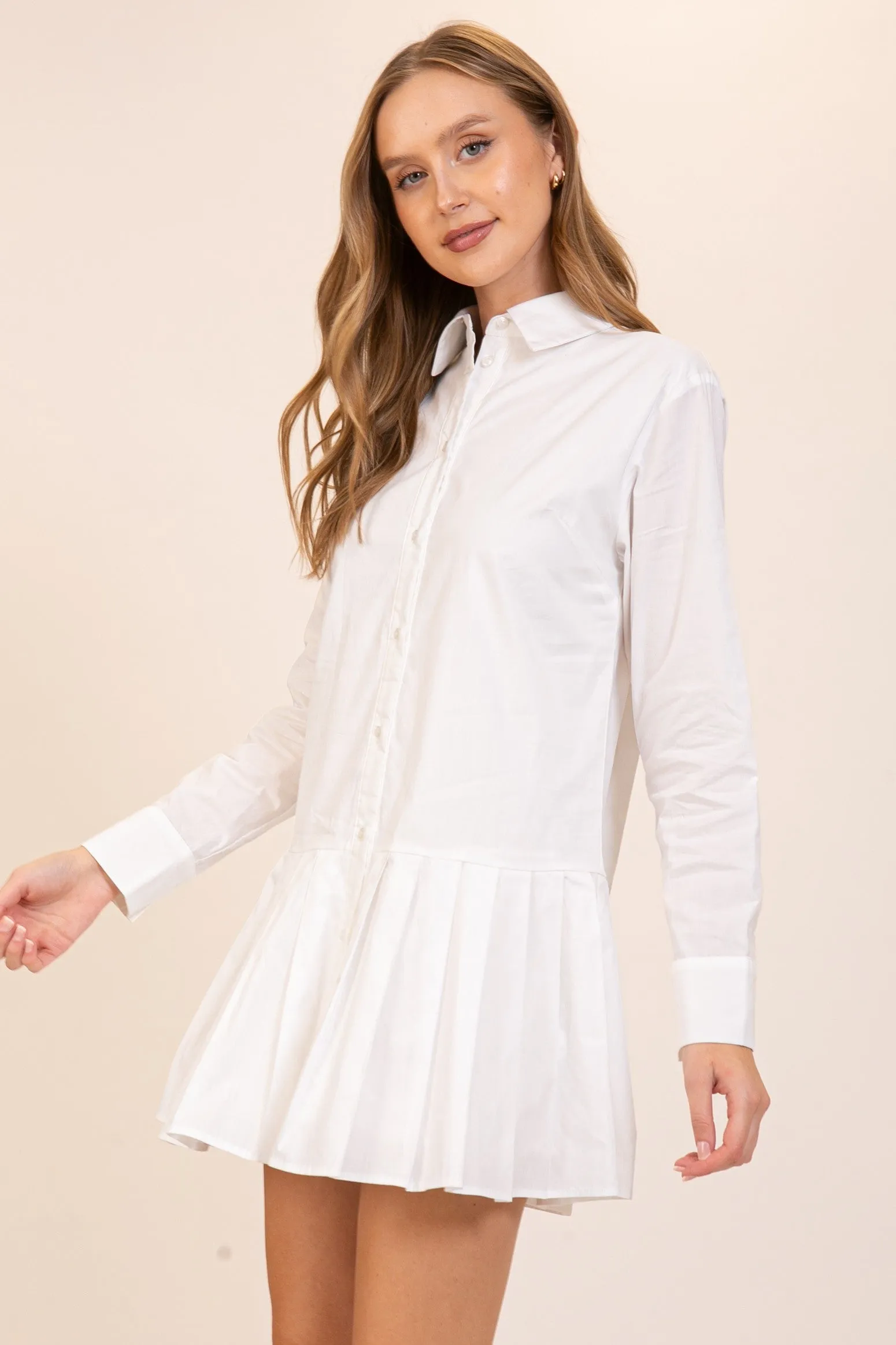 Classic Pleated Shirt Dress