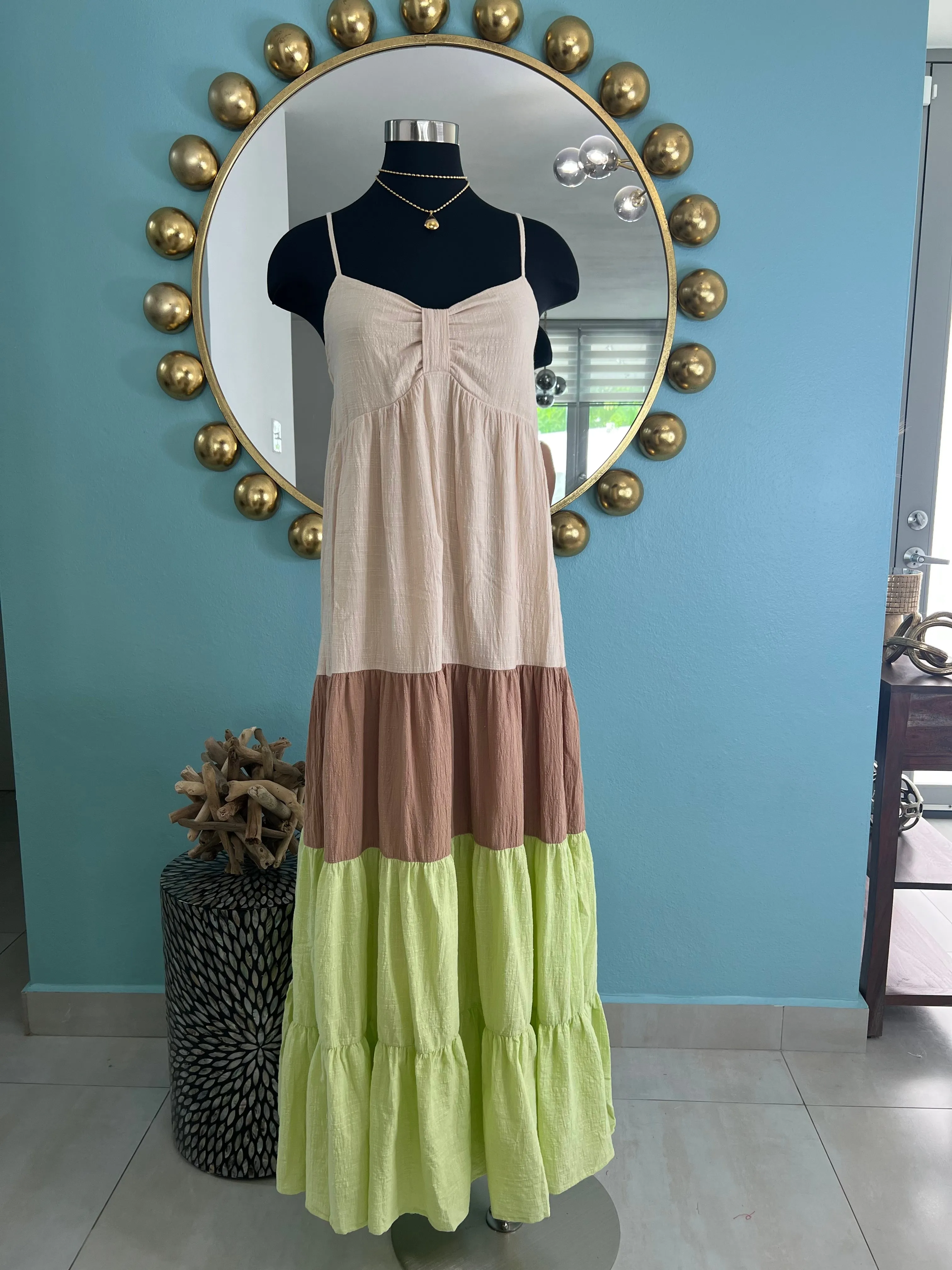 Color block Tiered Maxi Dress