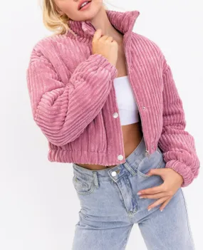 Corduroy Crop Puffer Jacket