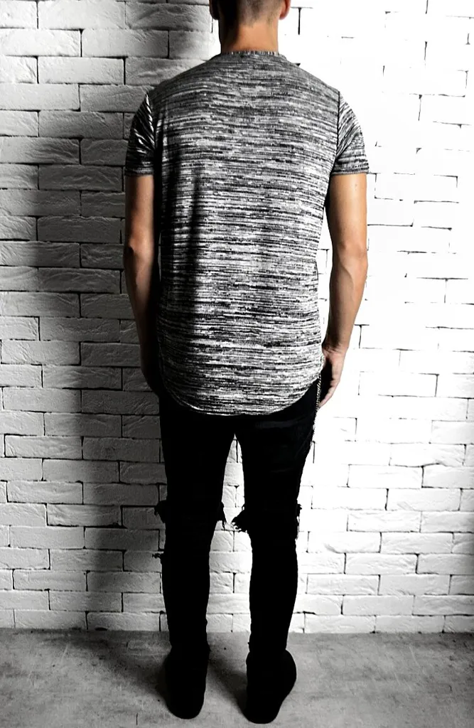 Curve Hem T-Shirt - Grey Marl