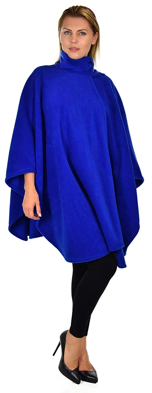 Dare2bStylish Women Poncho Style Fleece Cover Up with Muffler