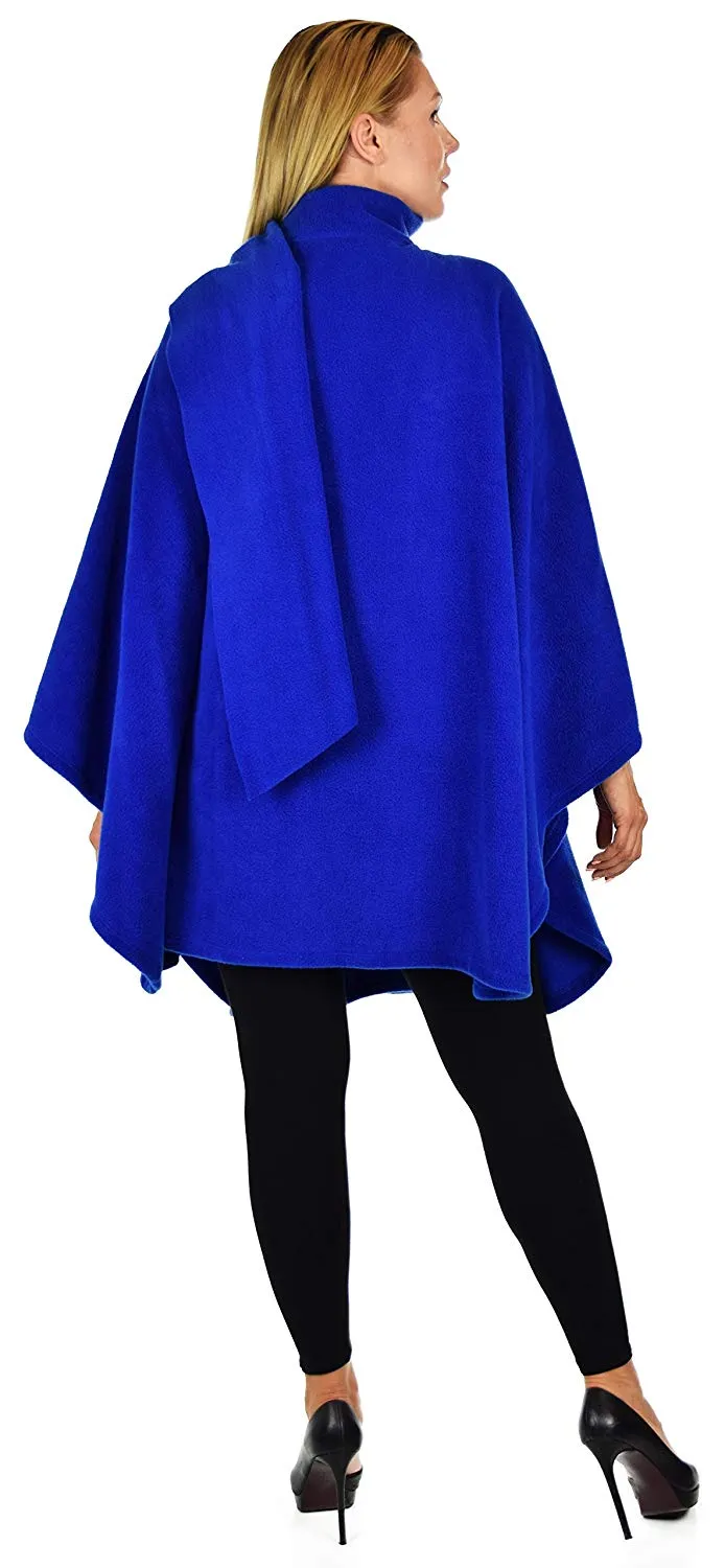 Dare2bStylish Women Poncho Style Fleece Cover Up with Muffler
