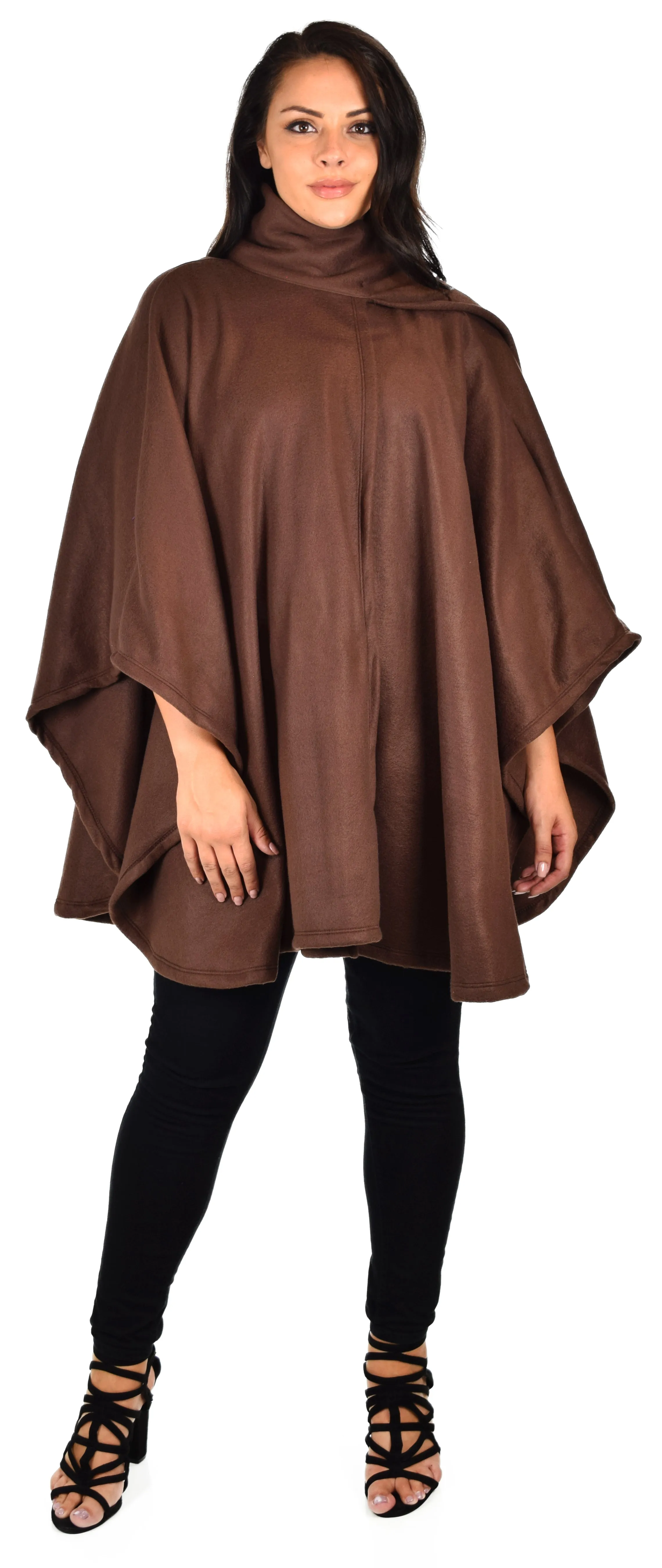 Dare2bStylish Women Poncho Style Fleece Cover Up with Muffler
