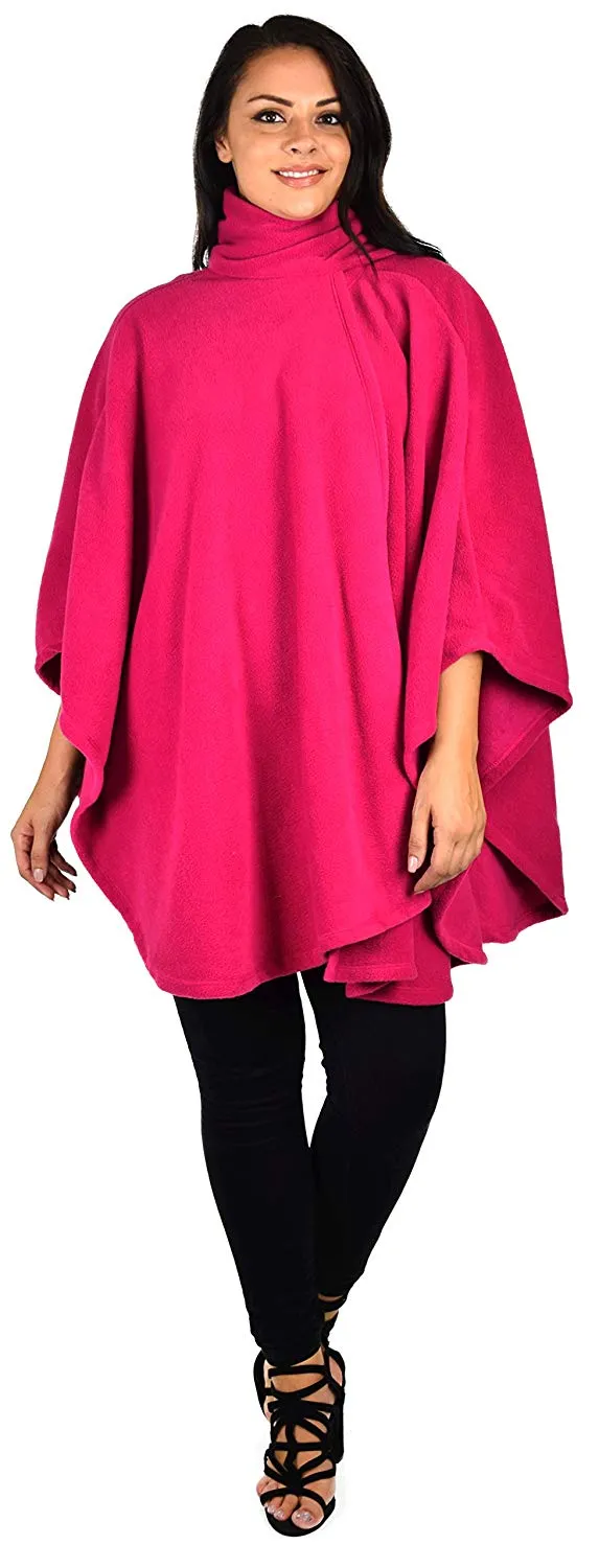 Dare2bStylish Women Poncho Style Fleece Cover Up with Muffler