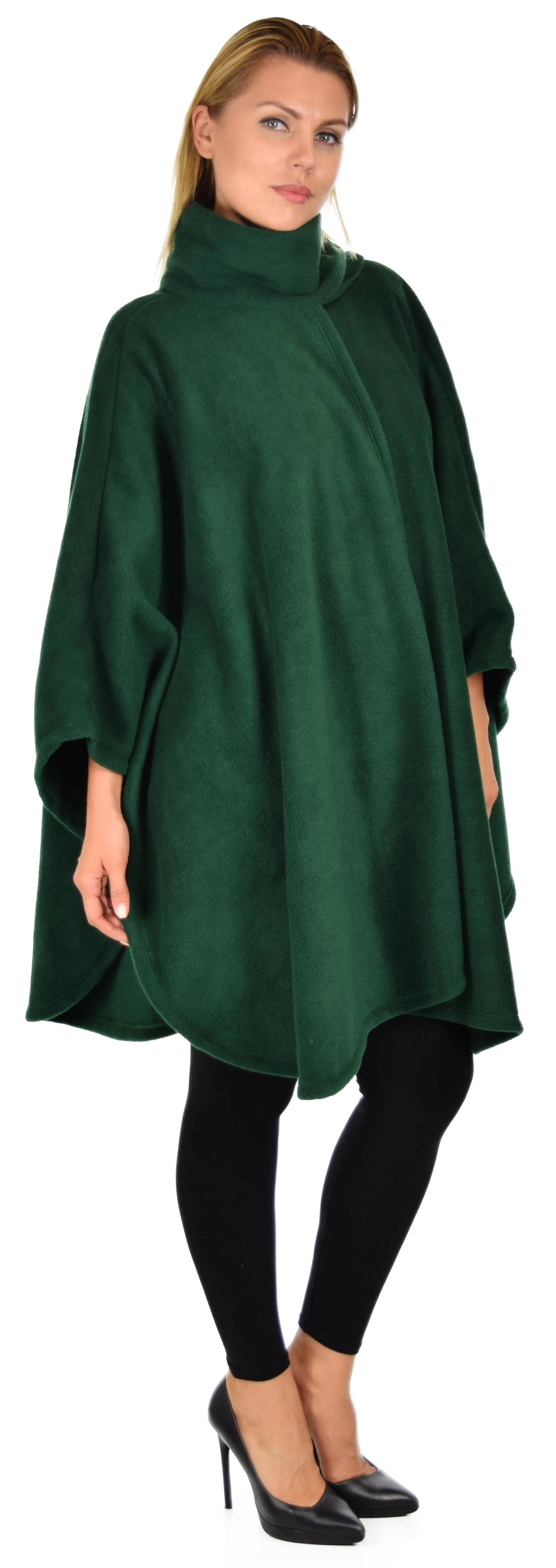 Dare2bStylish Women Poncho Style Fleece Cover Up with Muffler
