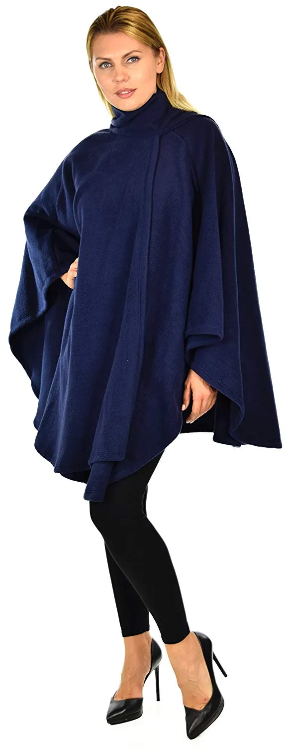 Dare2bStylish Women Poncho Style Fleece Cover Up with Muffler