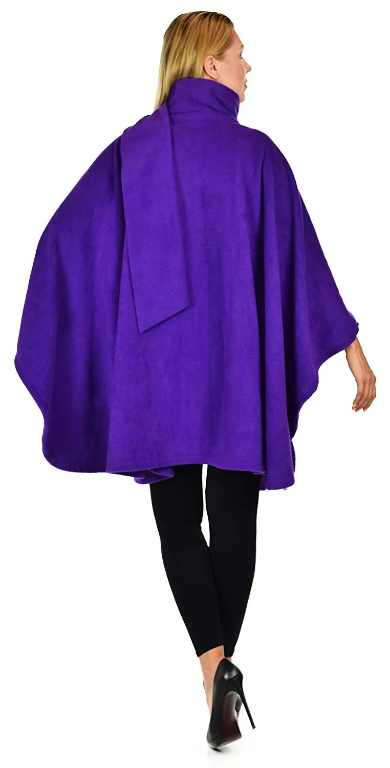 Dare2bStylish Women Poncho Style Fleece Cover Up with Muffler
