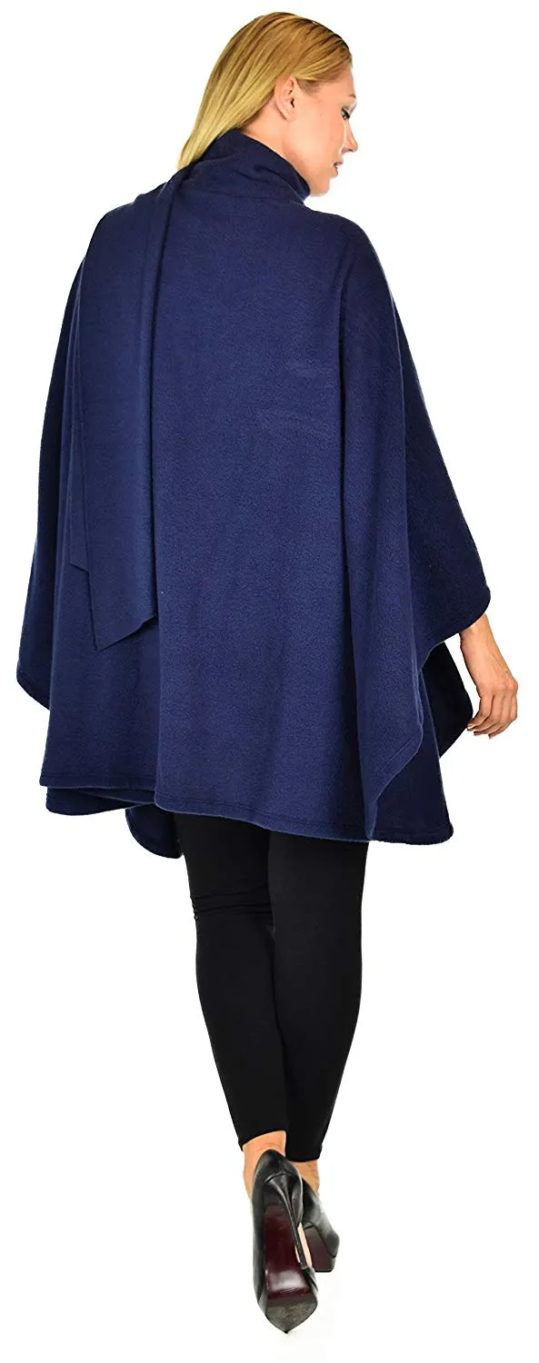 Dare2bStylish Women Poncho Style Fleece Cover Up with Muffler
