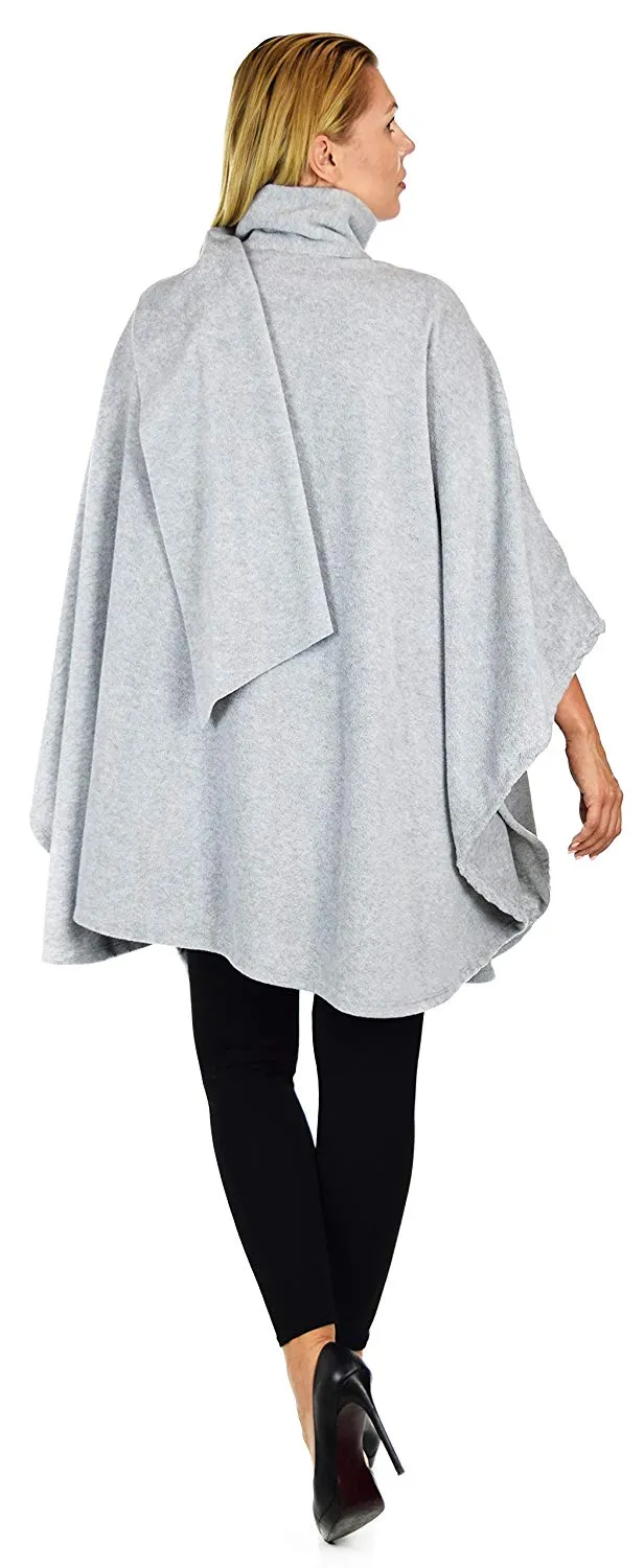 Dare2bStylish Women Poncho Style Fleece Cover Up with Muffler