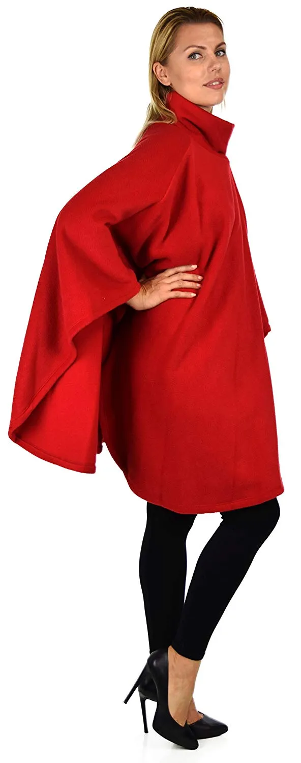 Dare2bStylish Women Poncho Style Fleece Cover Up with Muffler
