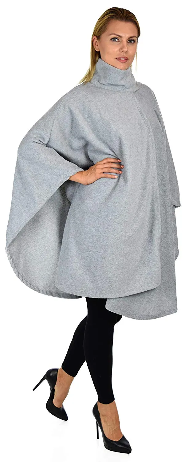 Dare2bStylish Women Poncho Style Fleece Cover Up with Muffler
