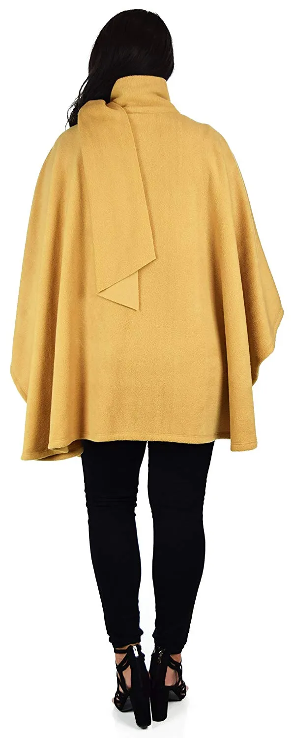Dare2bStylish Women Poncho Style Fleece Cover Up with Muffler