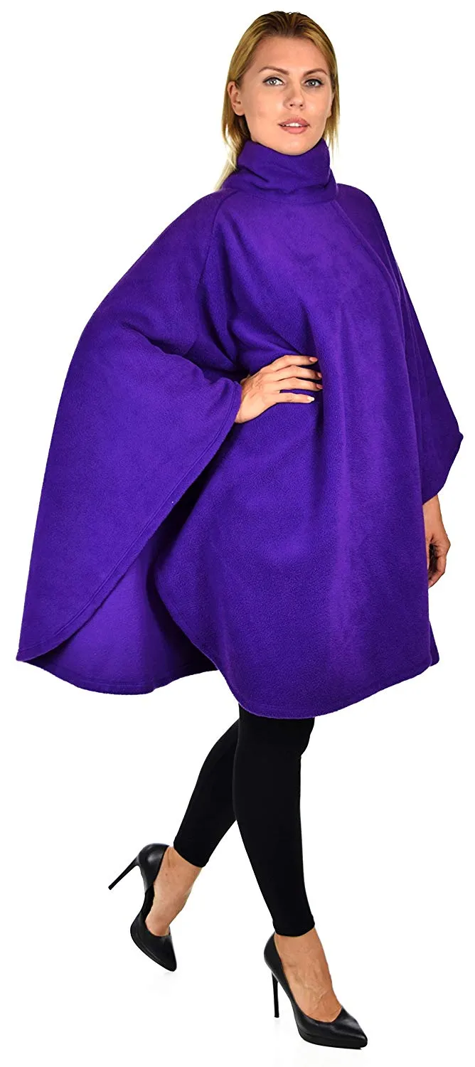 Dare2bStylish Women Poncho Style Fleece Cover Up with Muffler