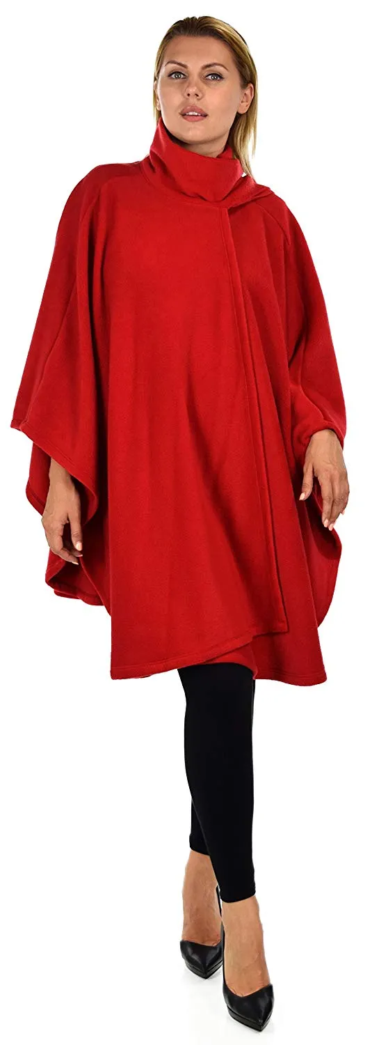 Dare2bStylish Women Poncho Style Fleece Cover Up with Muffler