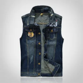 Dark Blue 23 Men Denim Vest