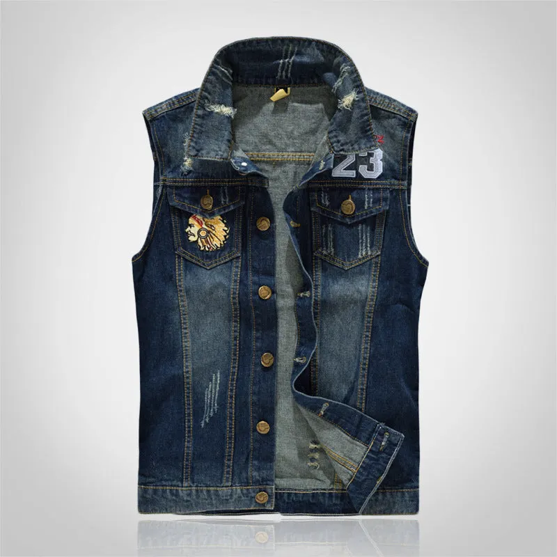 Dark Blue 23 Men Denim Vest