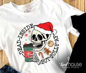 Dead Inside, Jolly Coffee Shirt, Cute Christmas Graphic Tee