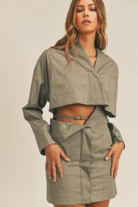DELIANA HIDDEN BUTTON SHIRT BELTED DRESS