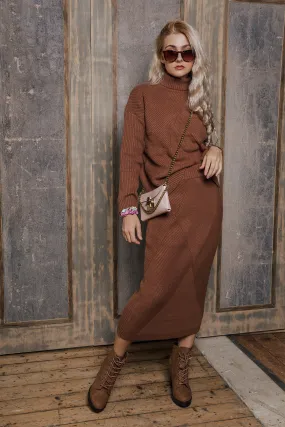 Diagonal Rib Knit Pencil Skirt