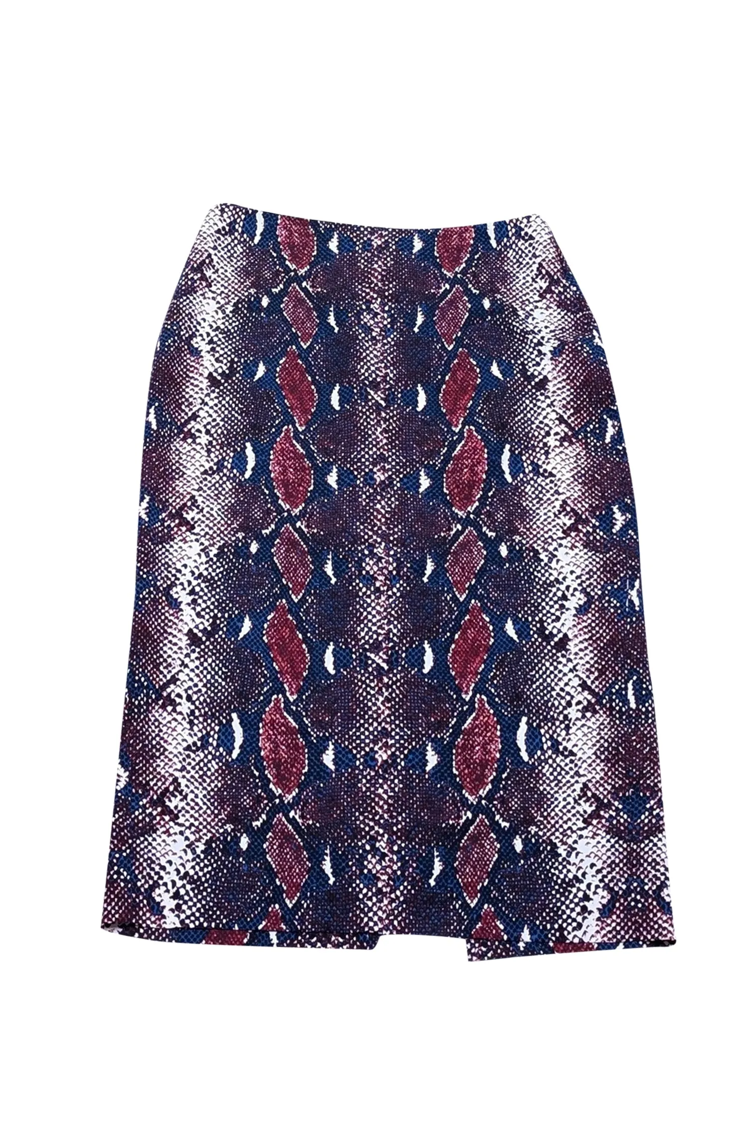 Diane von Furstenberg - Blue, Red, & White Snakeskin Print Pencil Skirt Sz 0