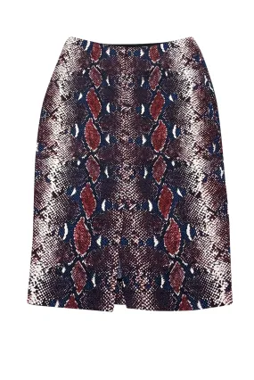 Diane von Furstenberg - Blue, Red, & White Snakeskin Print Pencil Skirt Sz 0