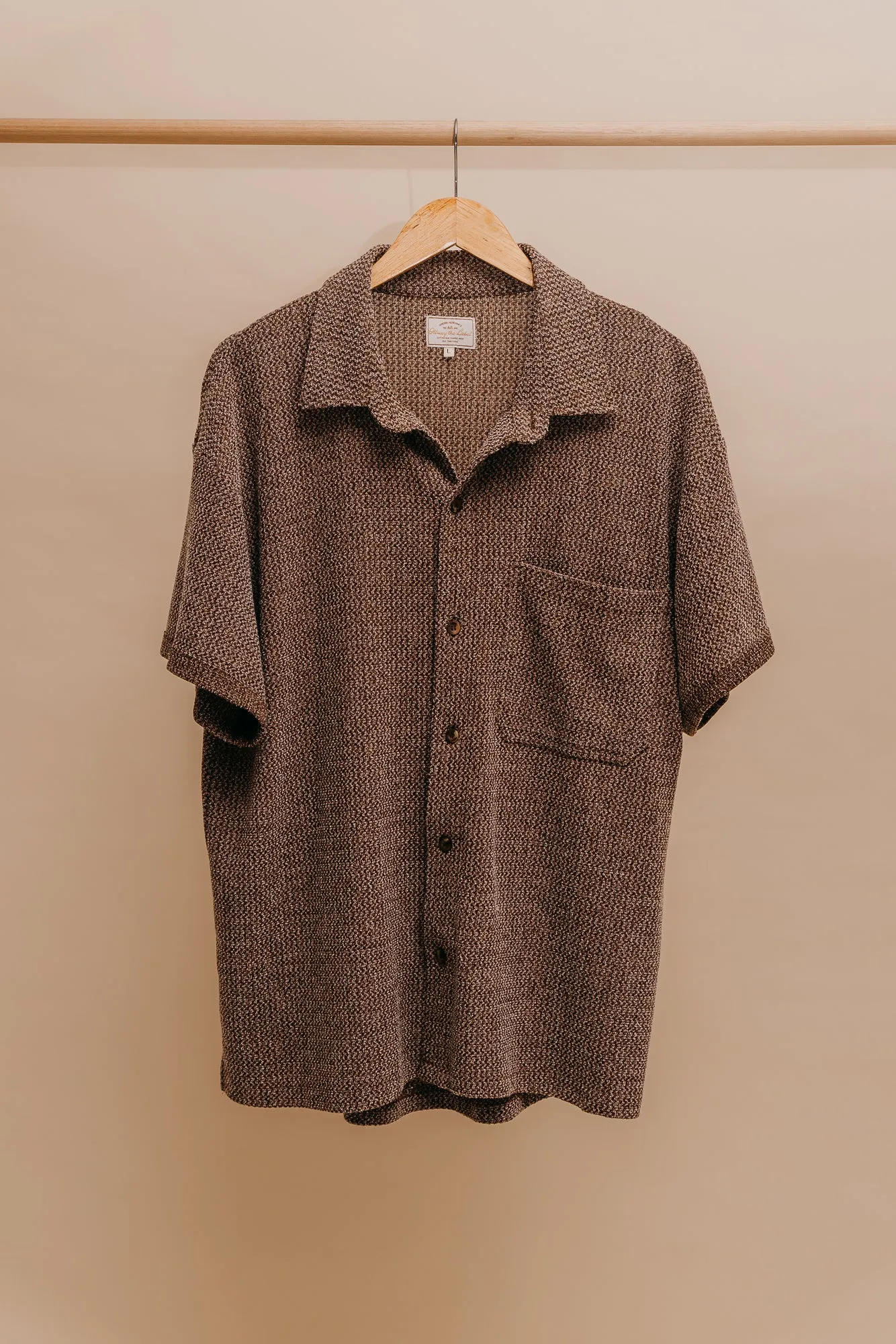 Dixton - Unisex Textured Brown Short Sleeve Shirt
