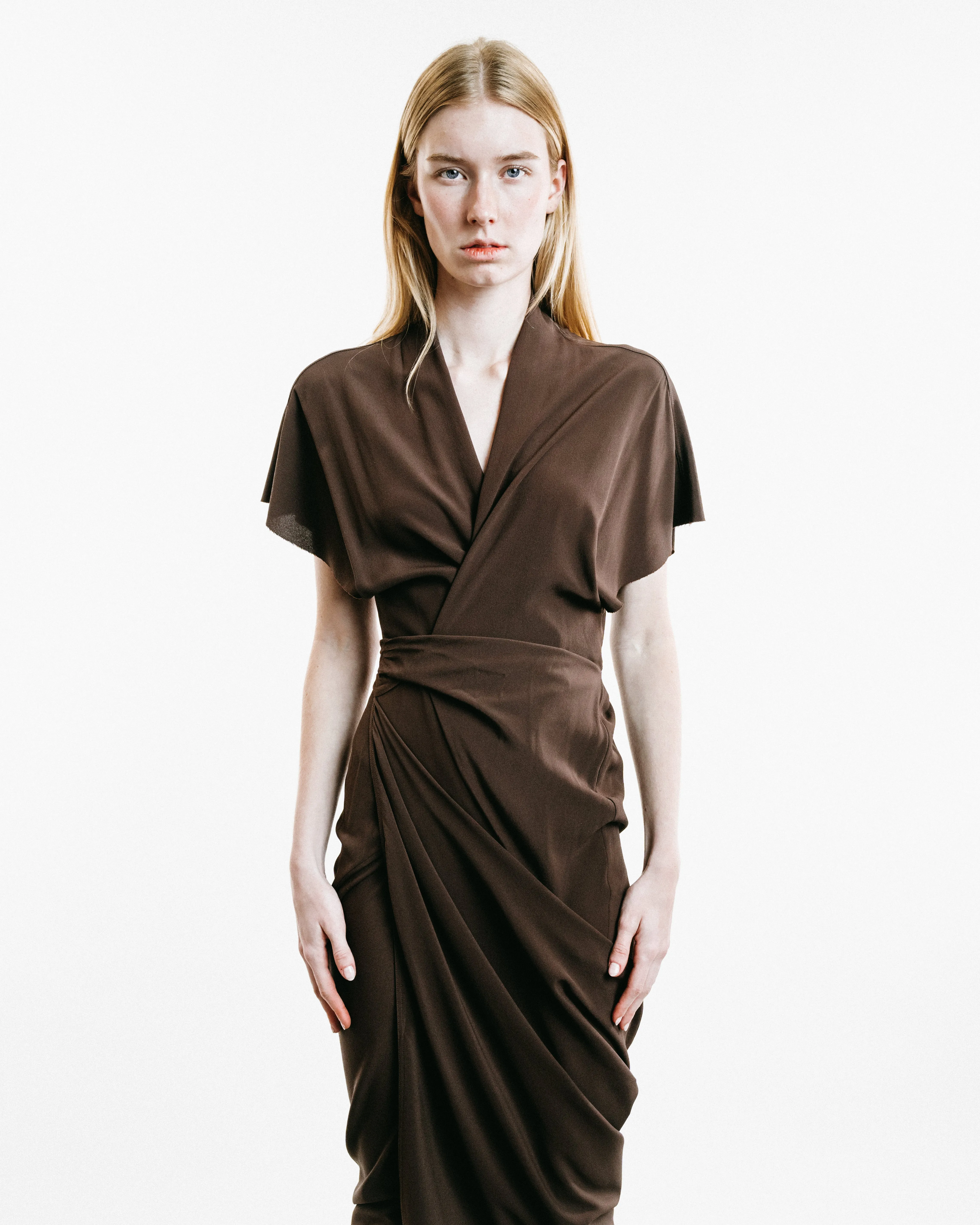 Draped Wrap Midi Dress