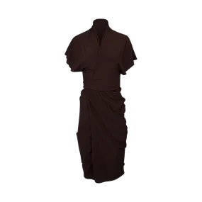 Draped Wrap Midi Dress