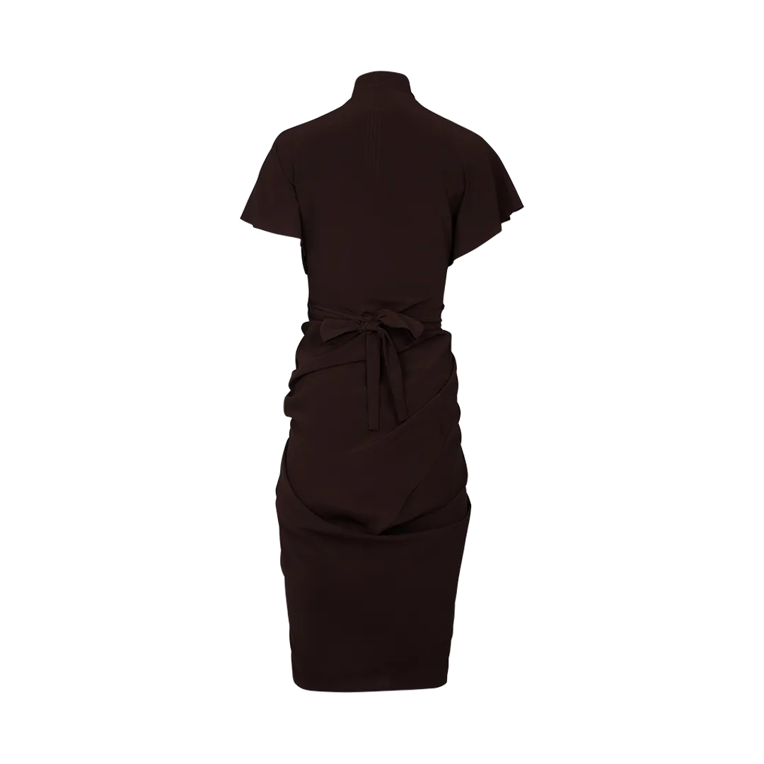 Draped Wrap Midi Dress