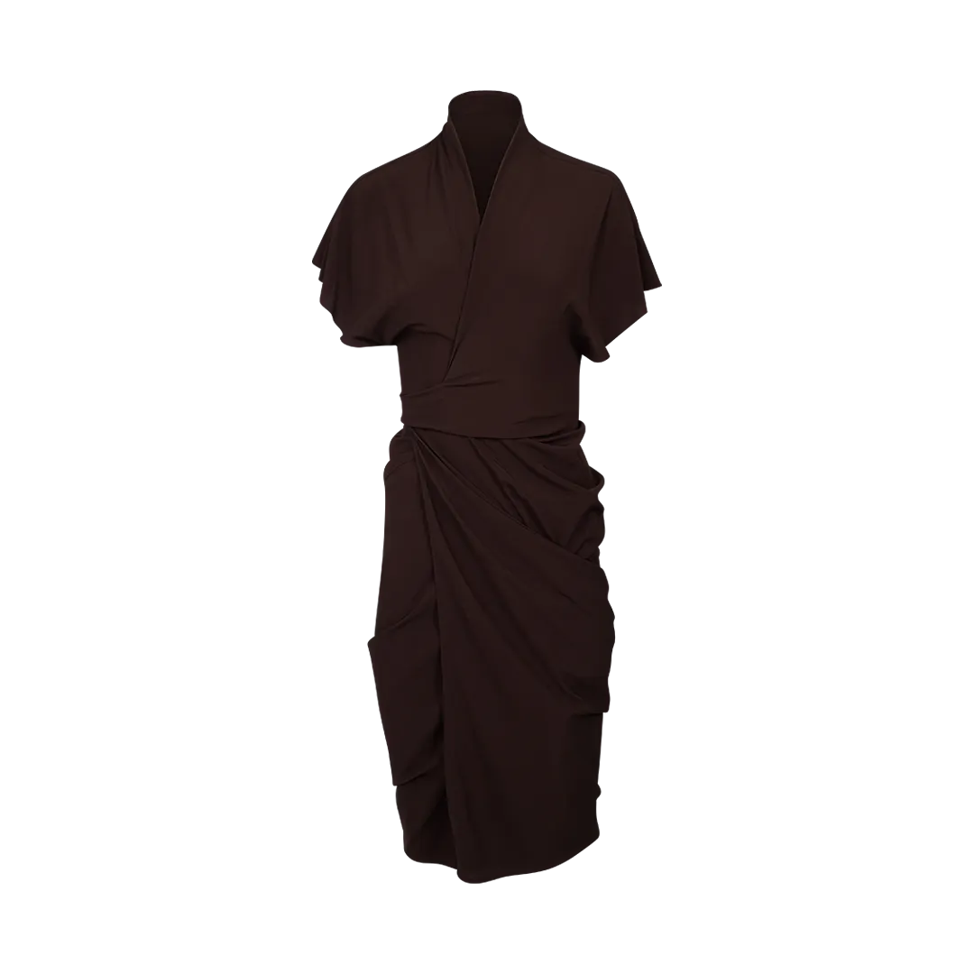 Draped Wrap Midi Dress