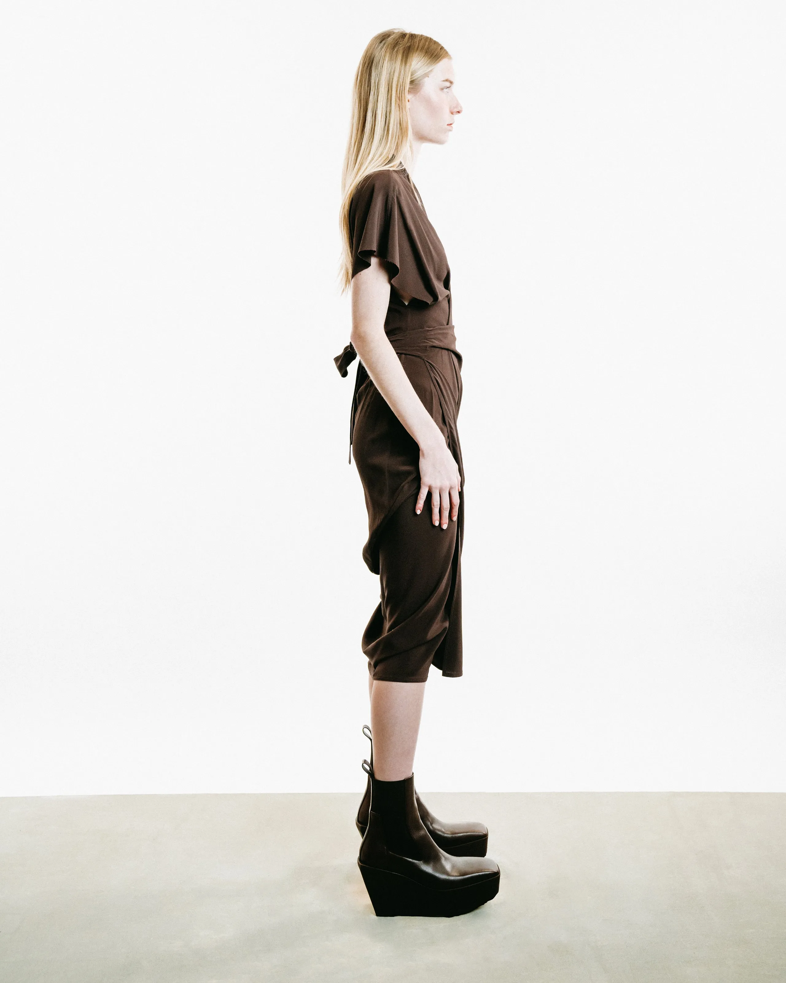 Draped Wrap Midi Dress