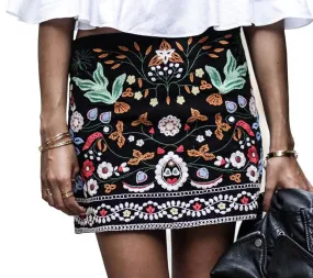Embroidered Tribal Mini Skirt