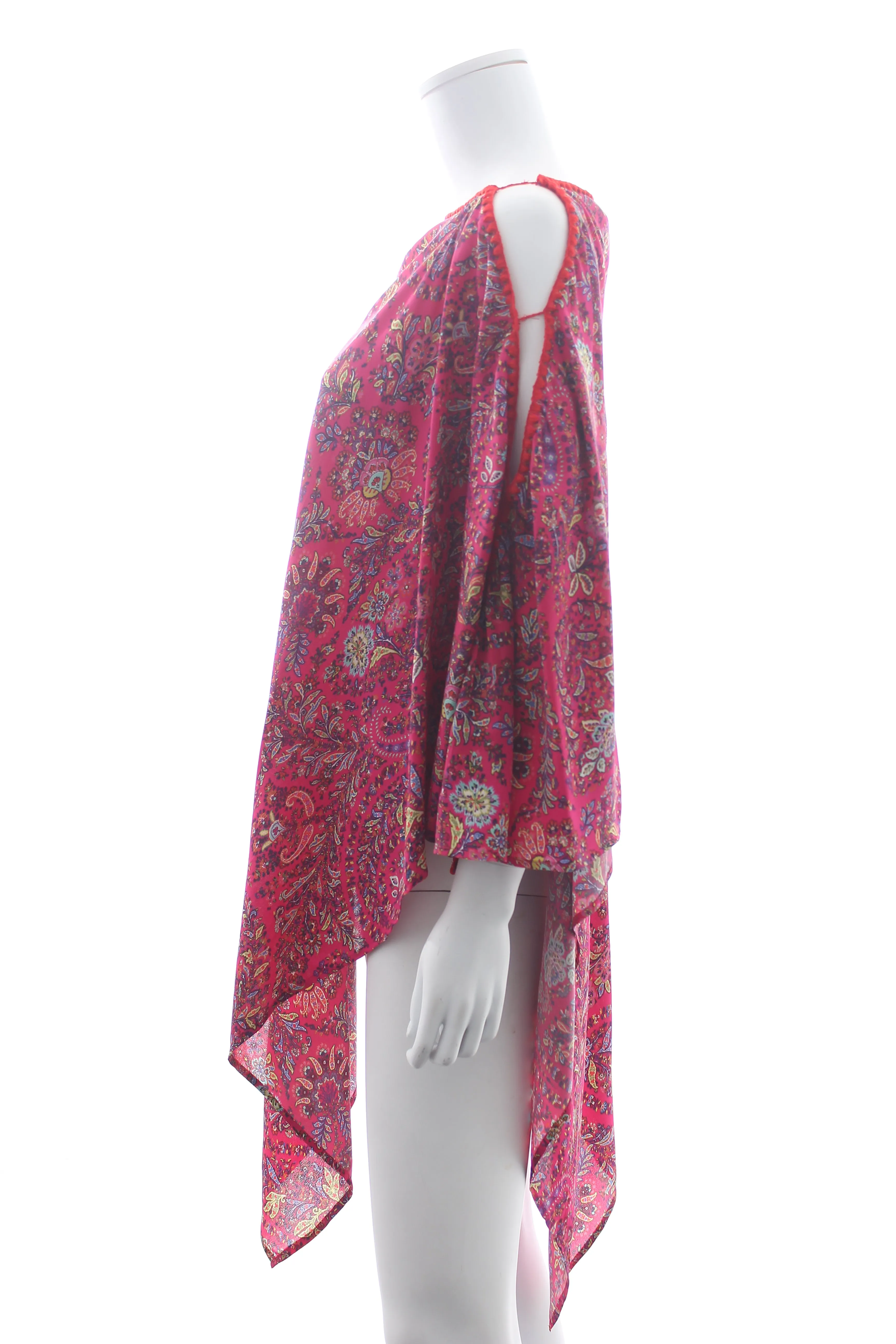 Etro Embroidered Silk-Blend Triangle Printed Poncho