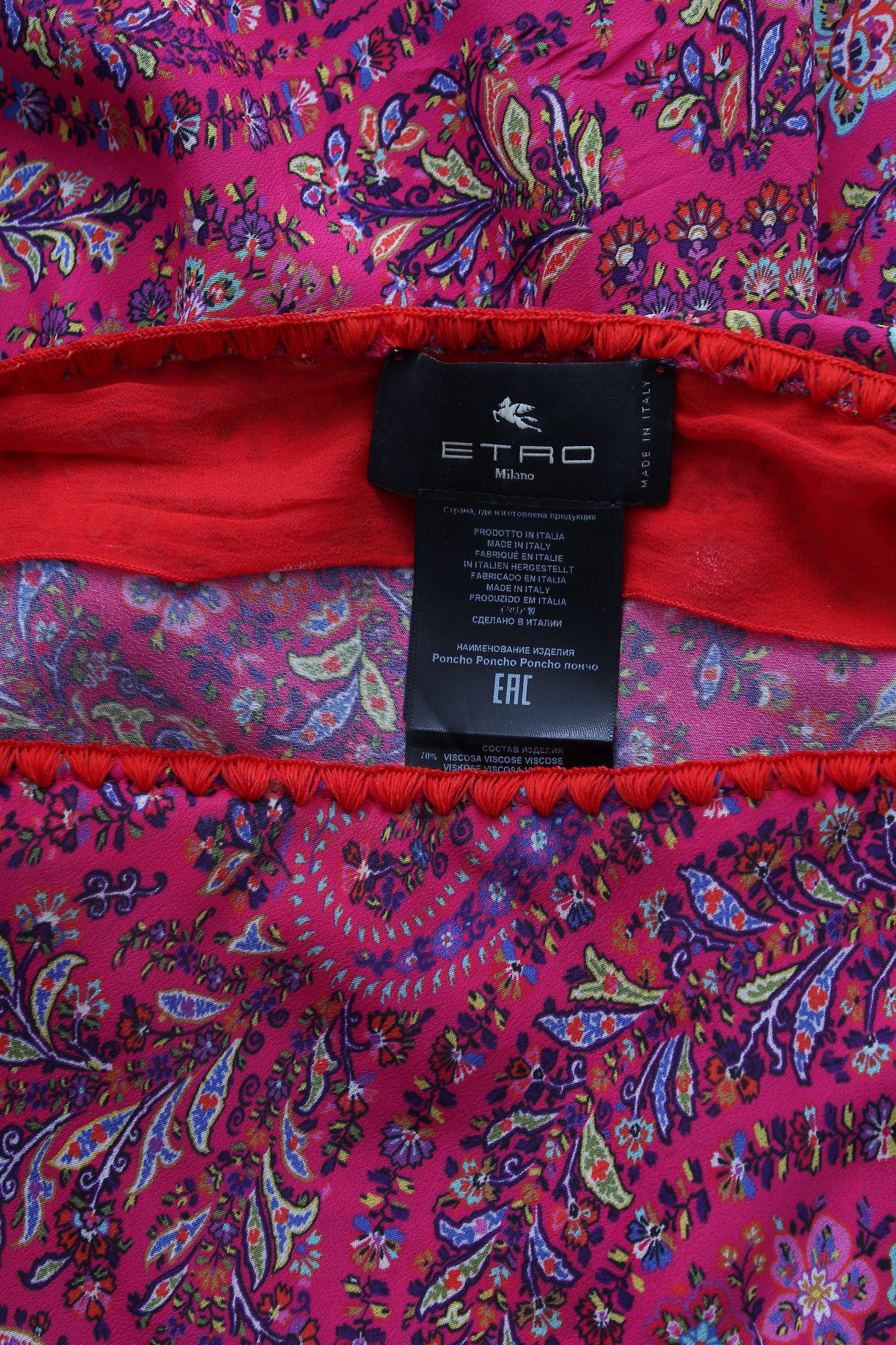 Etro Embroidered Silk-Blend Triangle Printed Poncho