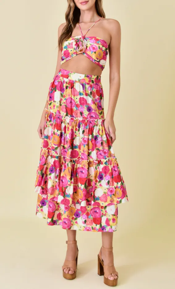 Floral Halter Crop Top