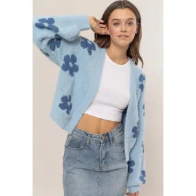 Floral Open-Front Sweater Cardigan