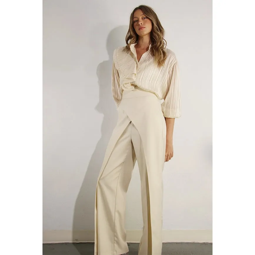 Fly Away Back Tie Pants CREAM BEIGE