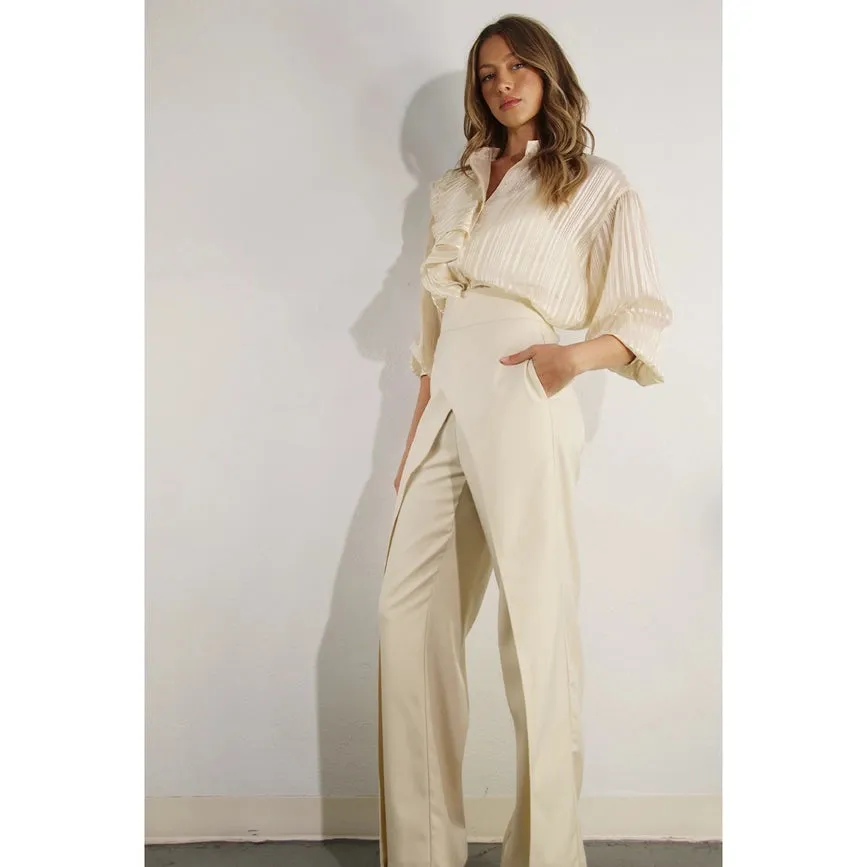 Fly Away Back Tie Pants CREAM BEIGE