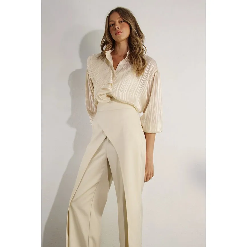 Fly Away Back Tie Pants CREAM BEIGE