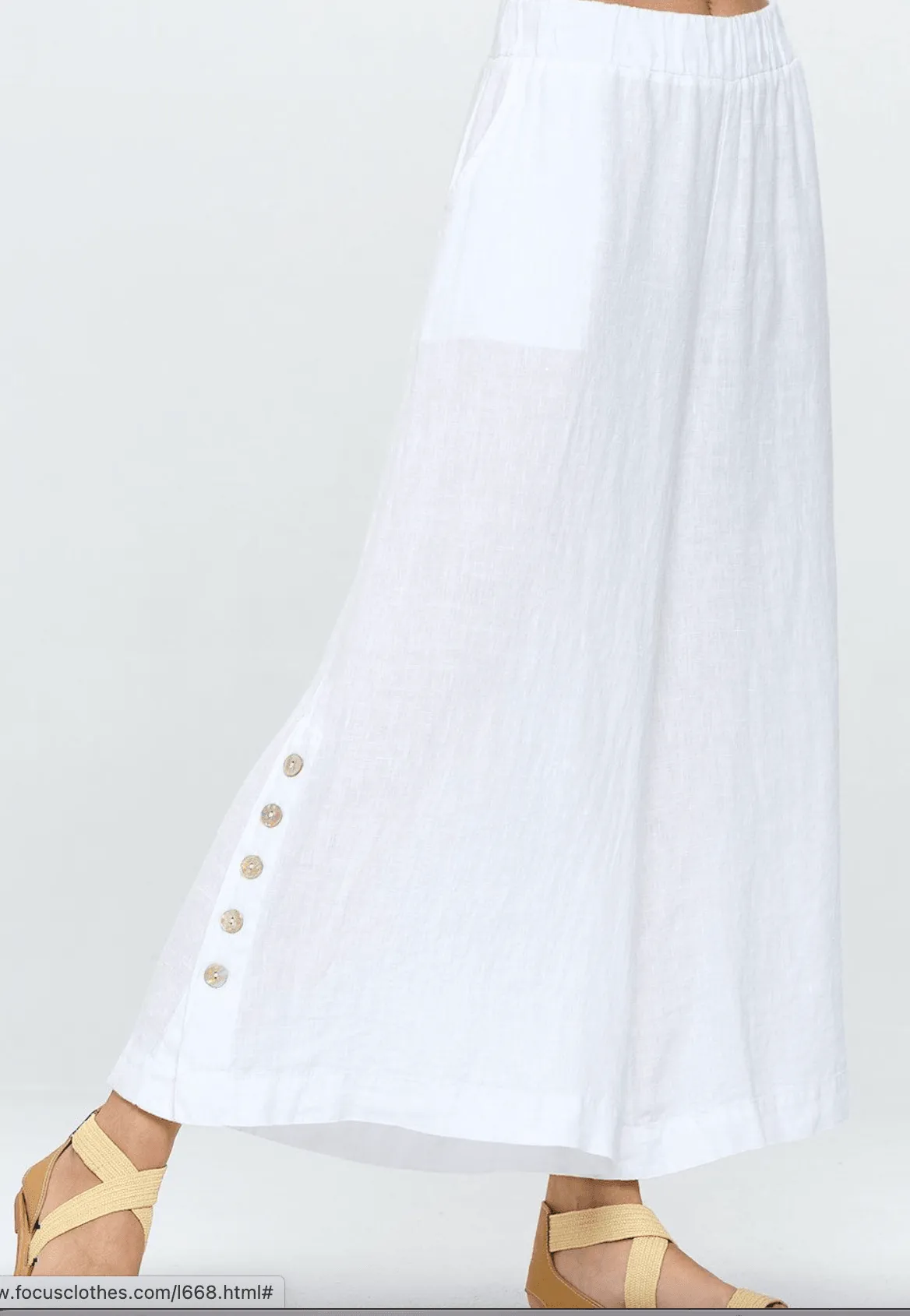 Focus Clothing Linen Flood Pants with Ankle Button Details L668