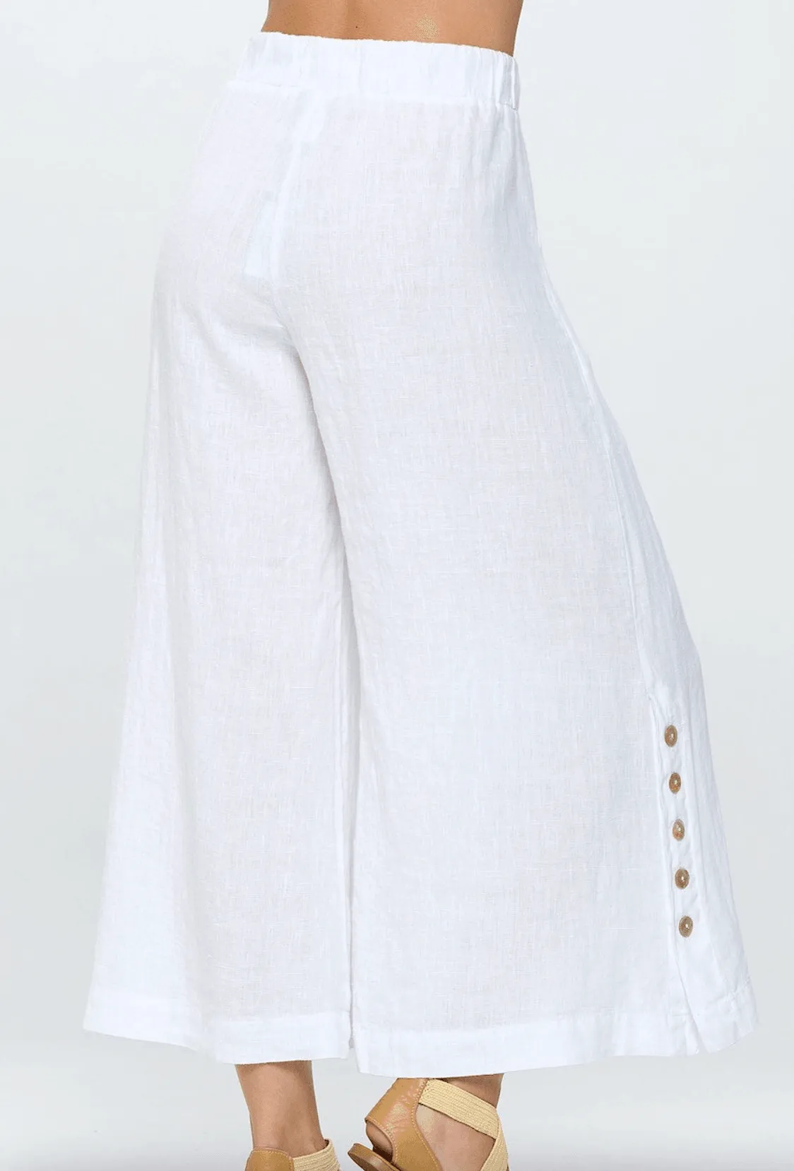 Focus Clothing Linen Flood Pants with Ankle Button Details L668