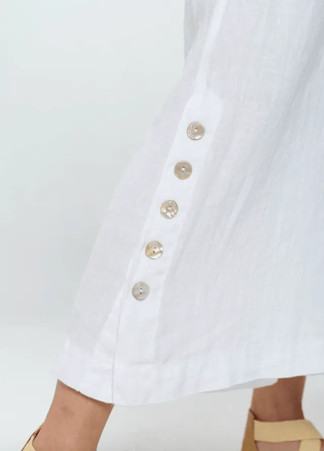 Focus Clothing Linen Flood Pants with Ankle Button Details L668