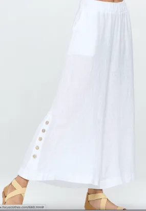 Focus Clothing Linen Flood Pants with Ankle Button Details L668