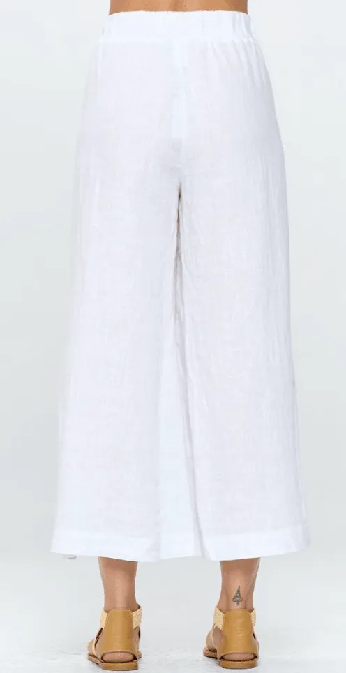 Focus Clothing Linen Flood Pants with Ankle Button Details L668