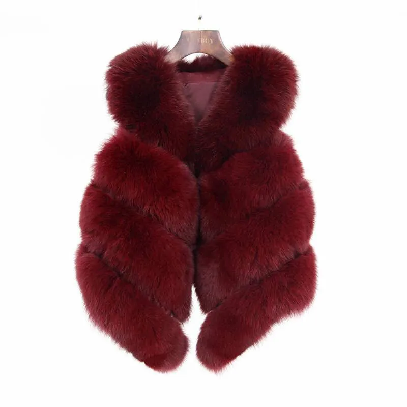 Fox Fur Vest in Burgundy