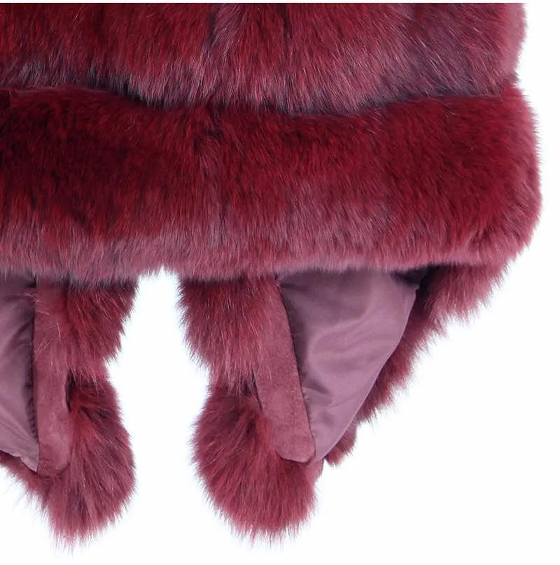 Fox Fur Vest in Burgundy