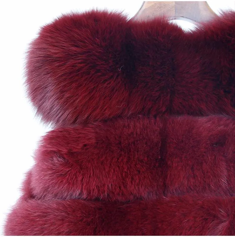 Fox Fur Vest in Burgundy