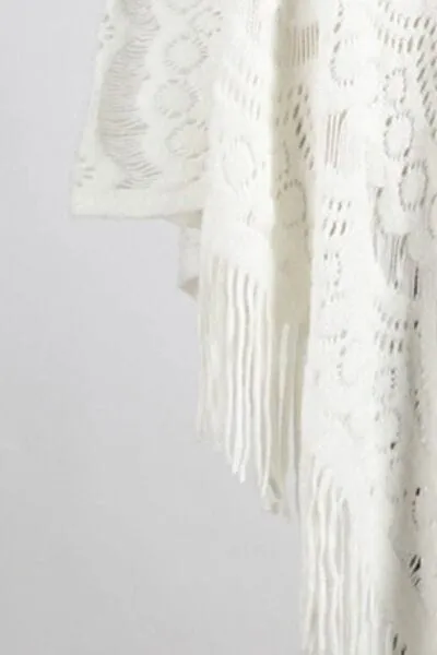 Fringe Openwork Surplice Cape Sleeve Poncho