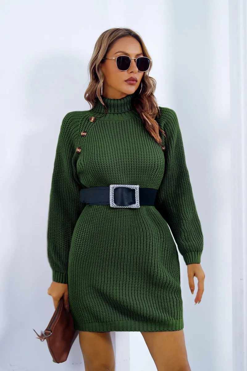 Frosty Bliss Mini Dress Turtleneck Sweater
