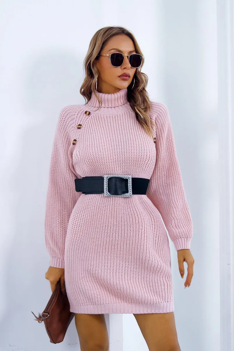 Frosty Bliss Mini Dress Turtleneck Sweater